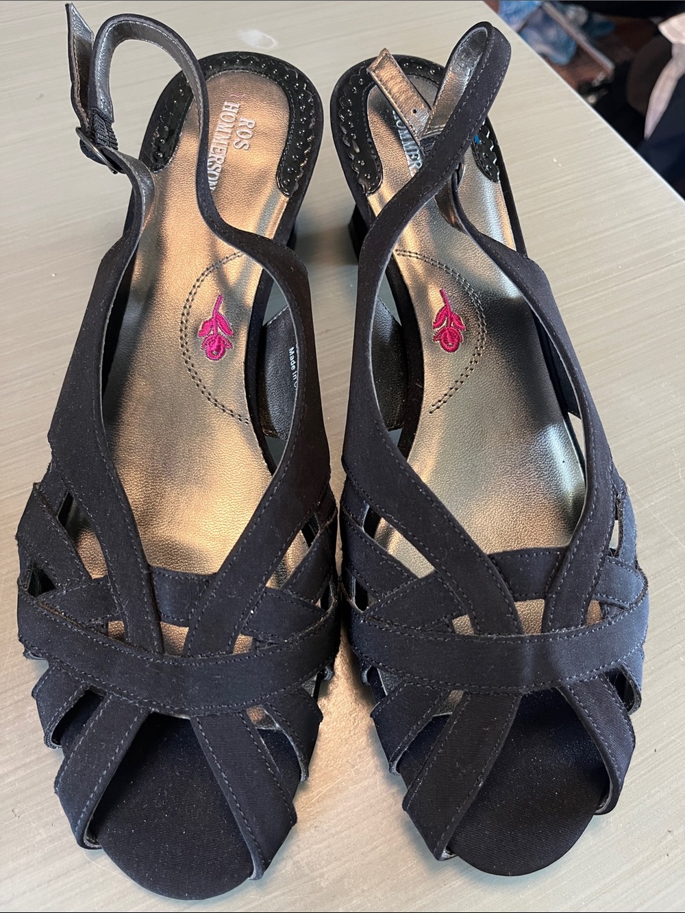 Ros Hommerson Pearl Kitten Heels Black Sz 10 Narrow